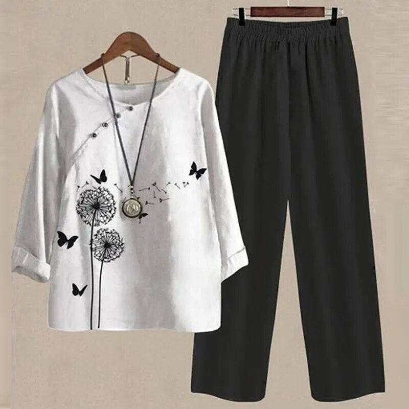 Laila | Modernt set med topp och byxor - Enkel stil och passform