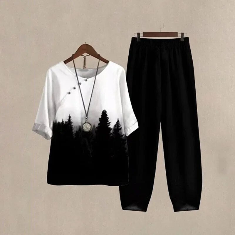 Laila | Modernt set med topp och byxor - Enkel stil och passform