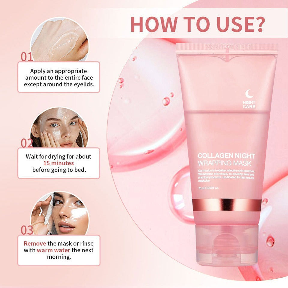 Bio Collagen True Deep Mask, Kollagenmask över natten, ansiktsvård kollagenmask fuktgivande anti-aging mask