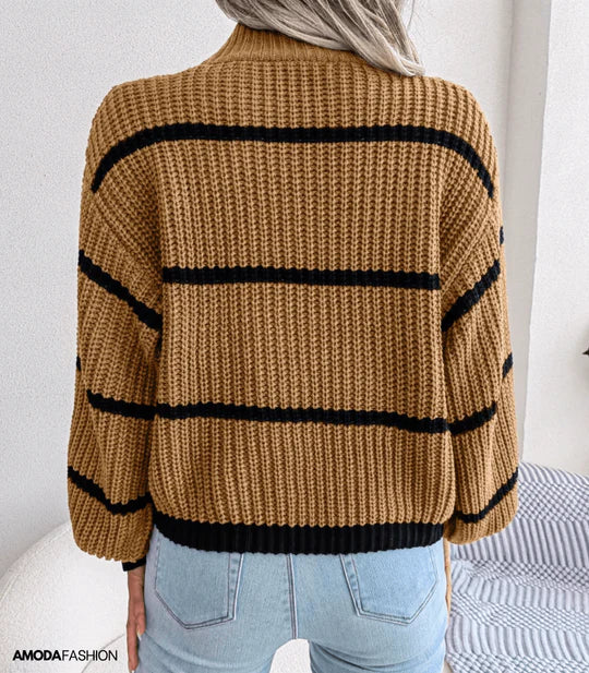 Leonie | Mysig polotröja med randmönster för damer