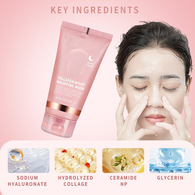 Bio Collagen True Deep Mask, Kollagenmask över natten, ansiktsvård kollagenmask fuktgivande anti-aging mask