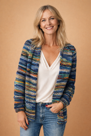 MALINA | Randig cardigan i bunt för stil och komfort