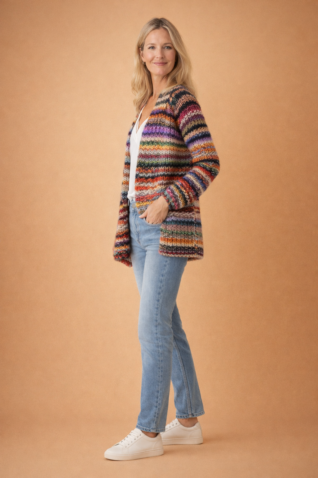 MALINA | Randig cardigan i bunt för stil och komfort